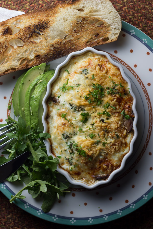 Baked Eggs with Soy Sauce Mushrooms | Ginger & Toasted Sesame