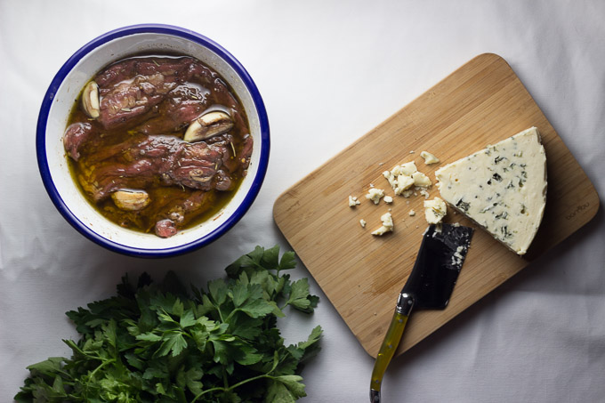 Balsamic Skirt Steak Tacos with Blue Cheese and Chimichurri-1