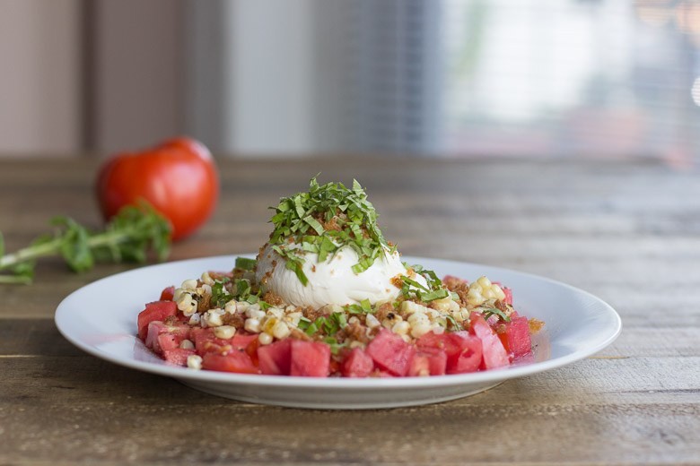 Tomato, Charred Corn and Burrata Salad-11